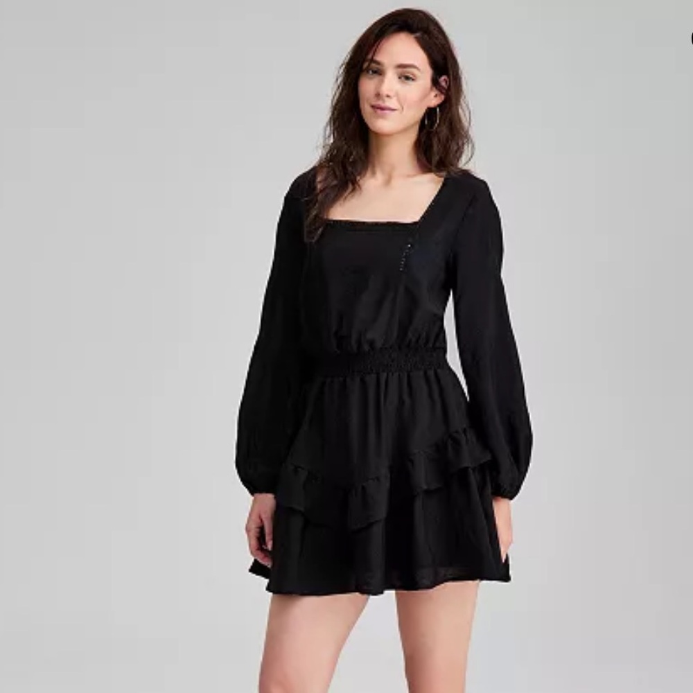 And Now This | NEW Women's Embroidered Blouson-Sleeve Fit & Flare Dress Black 3X